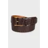 Men's leather belt with interchangeable buckles