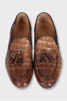 Men's leather loafers decorated with embossing