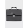 Men's black leather briefcase