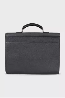 Men's black leather briefcase