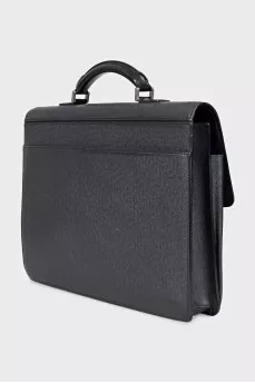 Men's black leather briefcase