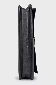 Men's black leather briefcase