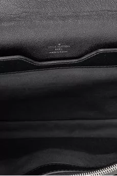 Men's black leather briefcase