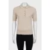 Beige wool polo shirt with tag