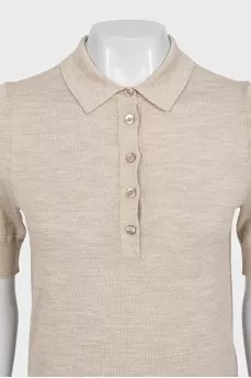 Beige wool polo shirt with tag