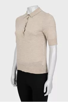 Beige wool polo shirt with tag