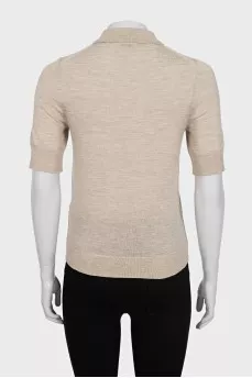 Beige wool polo shirt with tag