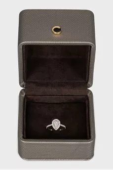 White gold ring with a pear-shaped diamond