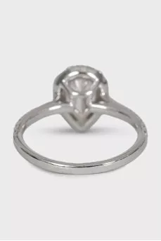 White gold ring with a pear-shaped diamond