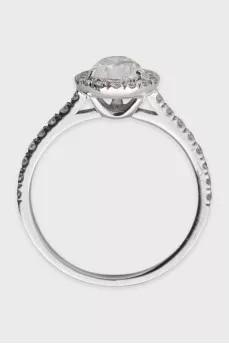 White gold ring with a pear-shaped diamond