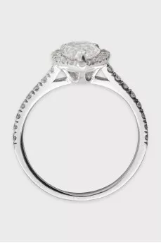 White gold ring with a pear-shaped diamond