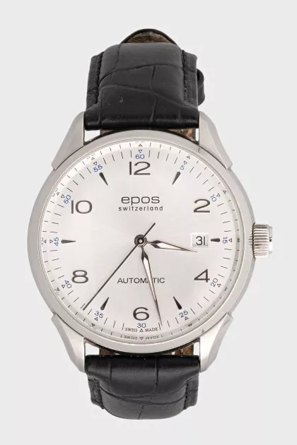 Men's watch with embossed strap