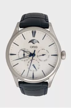 Men's watch with a blue leather strap