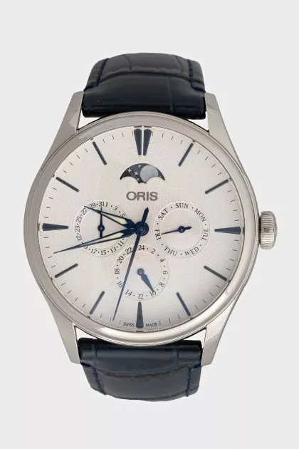 Men's watch with a blue leather strap