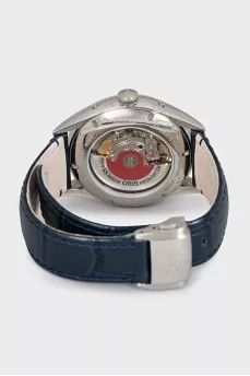 Men's watch with a blue leather strap