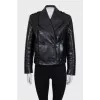 Black button-up leather jacket