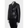 Black button-up leather jacket