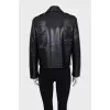 Black button-up leather jacket