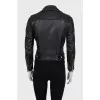 Cropped leather jacket with a diagonal zipper