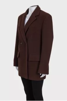 Brown straight-cut wool coat