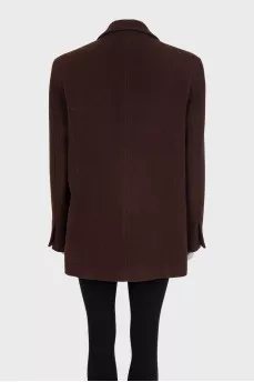Brown straight-cut wool coat