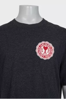 Men's gray t-shirt with branded patch