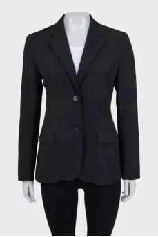 Black straight-cut button-down jacket