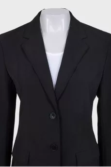 Black straight-cut button-down jacket