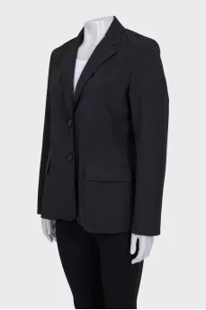 Black straight-cut button-down jacket