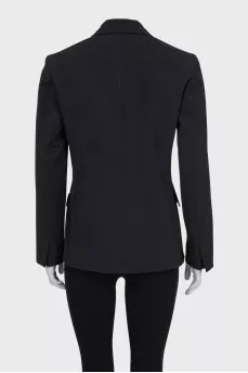 Black straight-cut button-down jacket