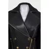 Leather jacket with gold buttons
