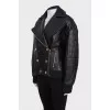 Leather jacket with gold buttons