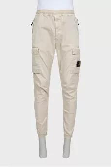 Men's tapered trousers with a branded patch