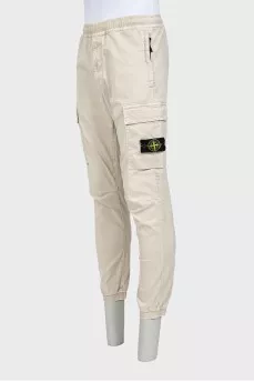 Men's tapered trousers with a branded patch