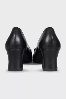 Leather high heels with signature embellishments