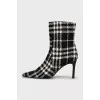 Black and white textile ankle boots