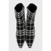 Black and white textile ankle boots