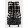 Black and white textile ankle boots