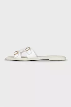 White leather flip-flops