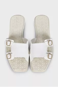 White leather flip-flops