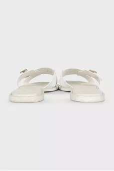 White leather flip-flops