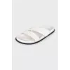Men's white leather flip-flops
