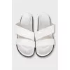 Men's white leather flip-flops