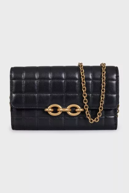 Quilted leather bag with chain