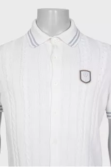 Men's white polo shirt with branded patch