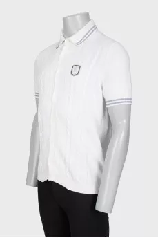 Men's white polo shirt with branded patch