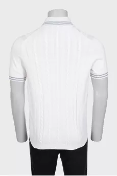 Men's white polo shirt with branded patch
