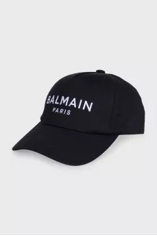 Men's black cap with branded embroidery