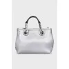 Silver leather bag with logo