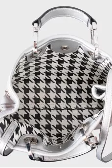 Silver leather bag with logo